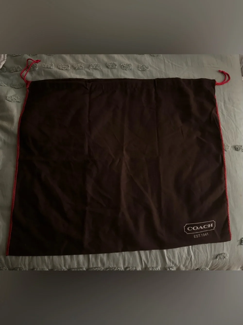 Coach XL Brown Logo Dust Bag with Red Trim 22x19.5”